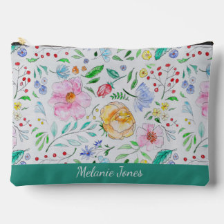 Personalisierte hübsche Aquarellblumen und -knospe Zubehörtasche