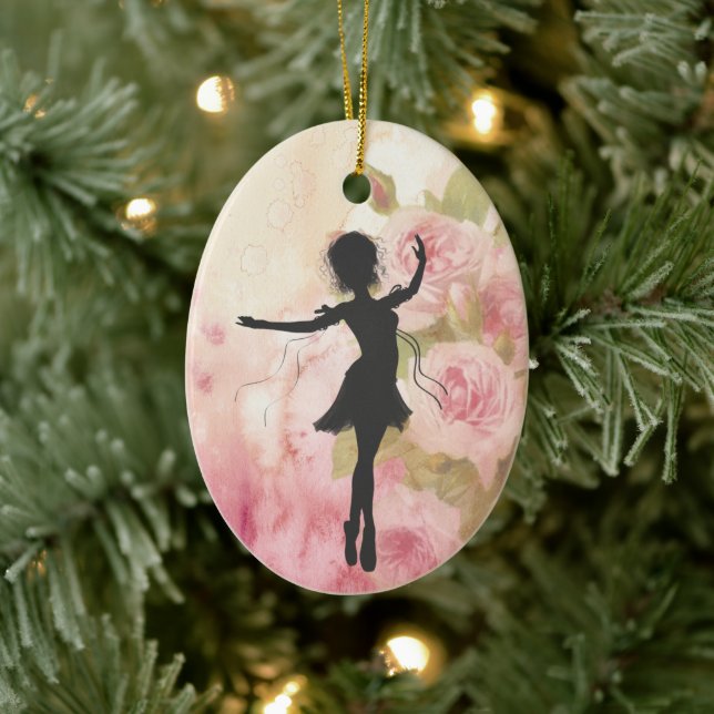 Personalisierte Hübsche Ballerina in Rosengarten B Keramik Ornament (Baum)