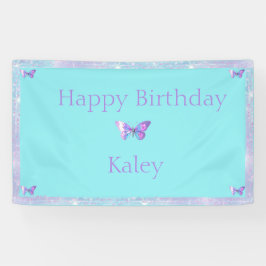 Personalisierte Hübsche Holo Butterfly Banner Aqua