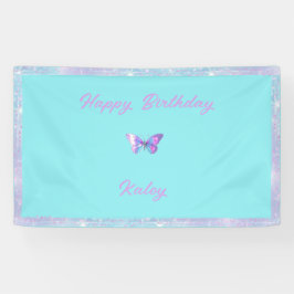 Personalisierte Hübsche Holo Butterfly Banner Aqua