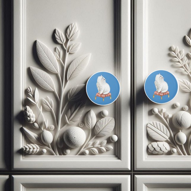 Personalisierte Hübsche Katze auf Kissen Keramikknauf (Von Creator hochgeladen)