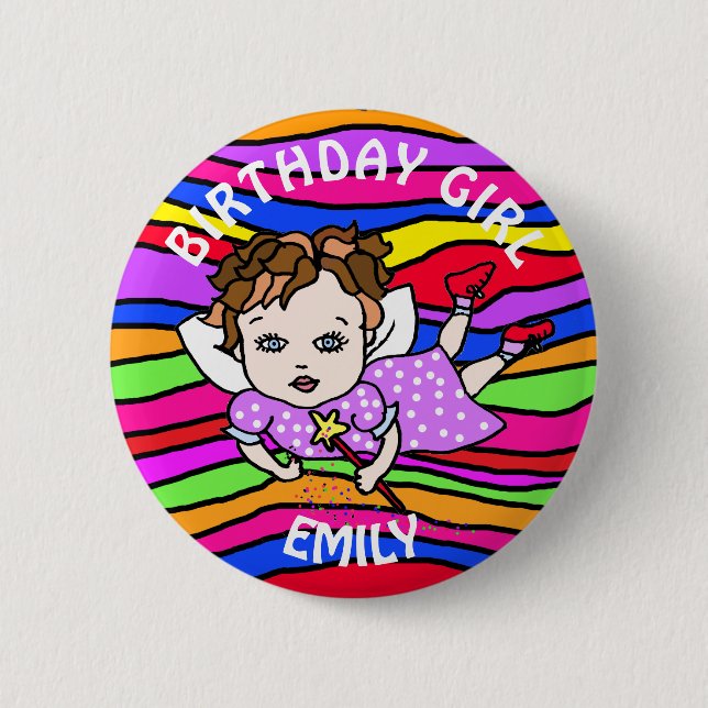 Personalisierte Hübsche Lila Märchengeburt Button (Vorderseite)