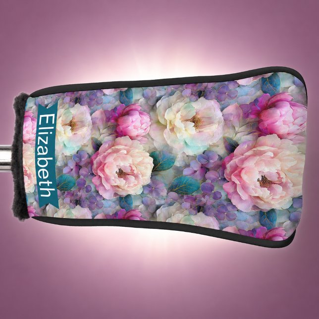 Personalisierte hübsche Perlmutt-Blumen Golf Headcover (Pretty Mother Of Pearl Flower Patterned Personalized Golf Head Cover For Women)