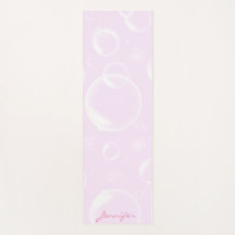 Personalisierte Hübsche Rosa Blasen Name Yoga Mat