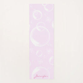 Personalisierte Hübsche Rosa Blasen Name Yoga Mat Yogamatte