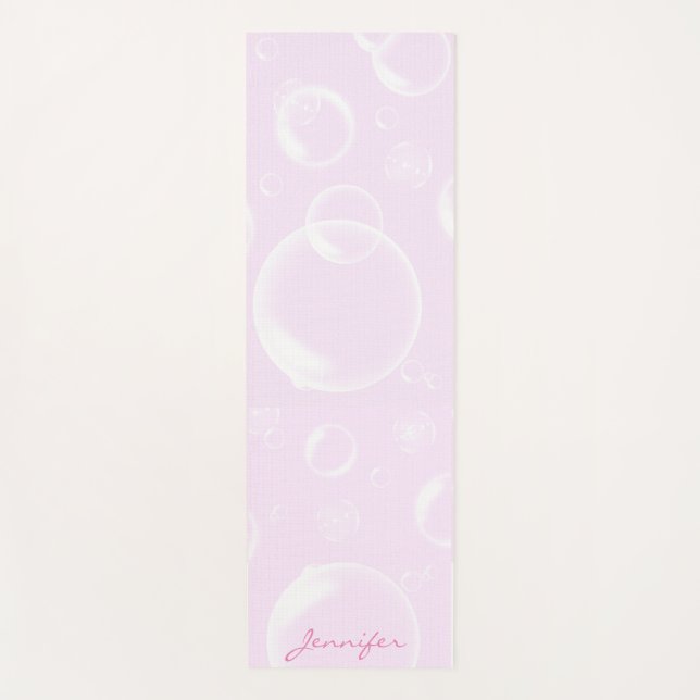 Personalisierte Hübsche Rosa Blasen Name Yoga Mat Yogamatte (Vorderseite)