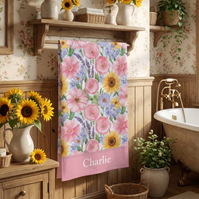 Personalisierte hübsche rosa Blume Strandtuch (Von Creator hochgeladen)