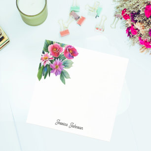 Personalisierte hübsche rosa Blumen mit Ihrem Name Post-it Klebezettel