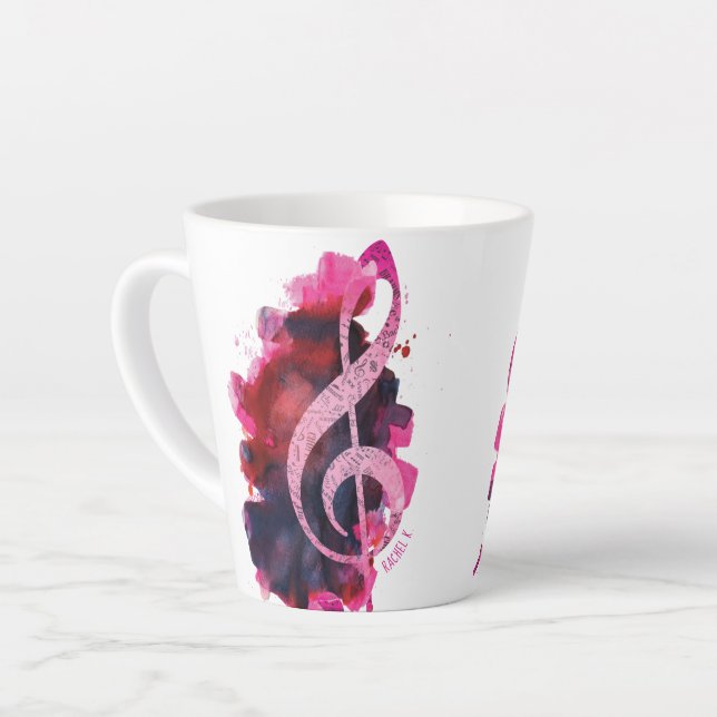 Personalisierte Hübsche Rosa Piano Musik Milchtasse (Linke Ecke)