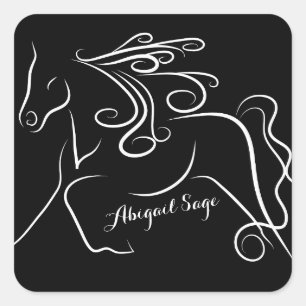 Personalisierte Hübsche Schwarz-weiße Silhouette Quadratischer Aufkleber