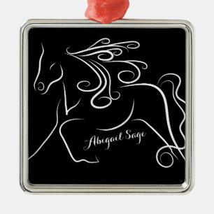 Personalisierte Hübsche Schwarz-weiße Silhouette Silbernes Ornament