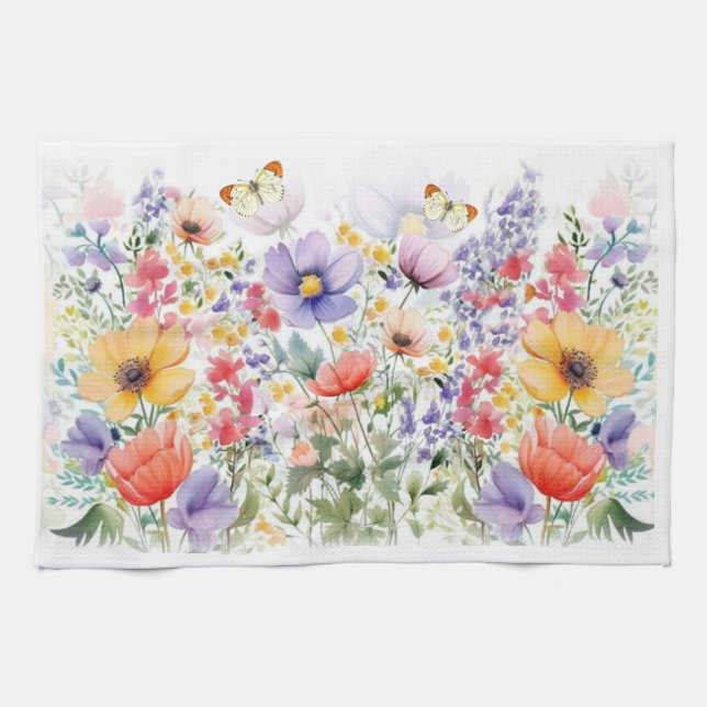 Personalisierte Hübsche Sommer-Blume Geschirrtuch (Horizontal)