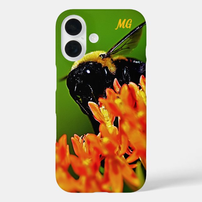 Personalisierte Hummel auf Blume iPhone Case (Rückseite)