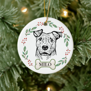 Personalisierte-Hund- Zeichn Keramik Ornament