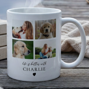 Personalisierte Hunde-Foto-Collage, individuelles Kaffeetasse