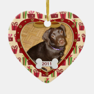 Personalisierte Hunde-Foto-Rahmen Keramik Ornament