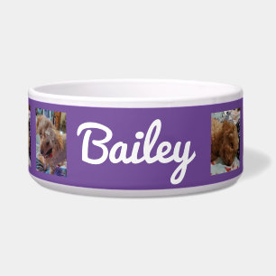 Personalisierte Hunde Fotos und Name Lila Napf