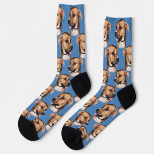 Personalisierte Hunde Gesicht Foto Blue Niedlich F Socken