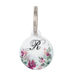 Personalisierte Hunde-ID Tag Tropische Blume auf B Haustiermarke