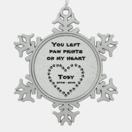 Personalisierte Hundememorial Schneeflocken Zinn-Ornament
