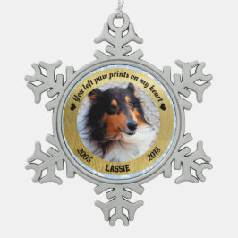 Personalisierte Hundememorial Sie Paw Prints Schneeflocken Zinn-Ornament