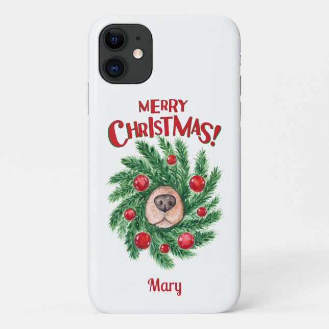 Personalisierte Hundenase Frohe Weihnachtsfeier Case-Mate iPhone Hülle (Rückseite)