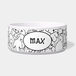Personalisierte Hundeschüssel mit Doodle-Design Napf