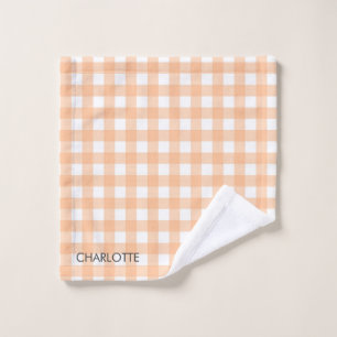 Personalisierte Hütte Peach Gingham Kariert Waschlappen