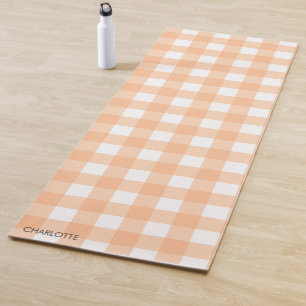 Personalisierte Hütte Peach Gingham Kariert Yogamatte