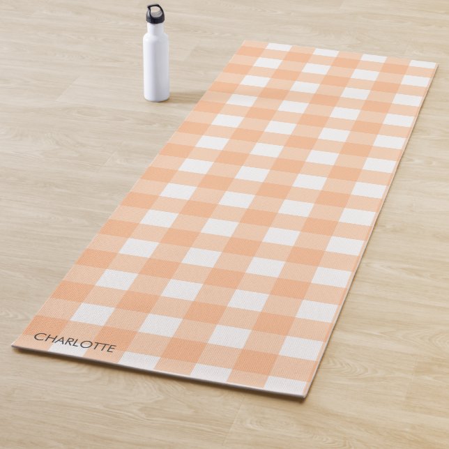 Personalisierte Hütte Peach Gingham Kariert Yogamatte (Beispiel)