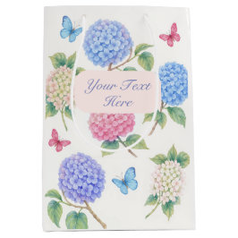 Personalisierte Hydrangea-Geschenktasche Mittlere Geschenktüte