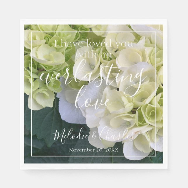 Personalisierte Hydrangea Weiße Elegante Liebe Serviette (Vorderseite)