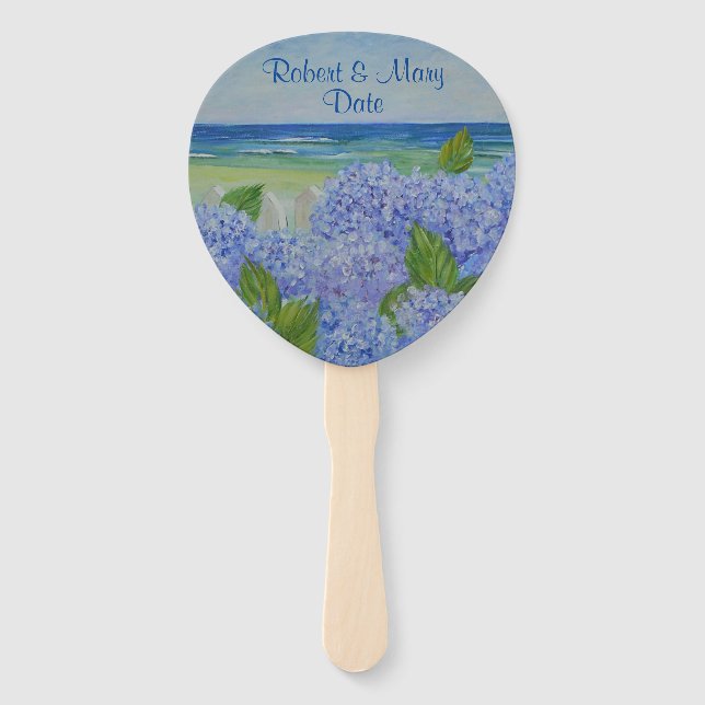 Personalisierte Hydrangeas am Meer Fächer (Vorderseite)