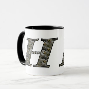 Personalisierte Hydrangeenblumen mit Monogramm-Anf Tasse