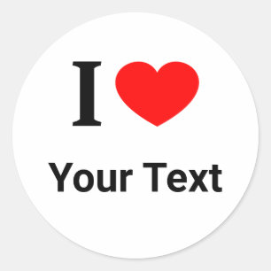 Personalisierte I ❤️ I LIEBE I HERZ 2 Runder Aufkleber