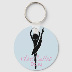Personalisierte i-Liebe-Ballett-Silhouette Schlüsselanhänger