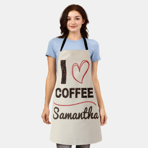 Personalisierte "I Love Coffee Bean" Barista-Schür Schürze