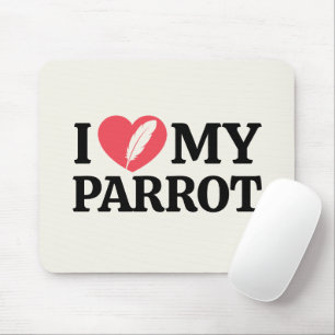 Personalisierte I Love My Parrot Herz-Typografie Mousepad