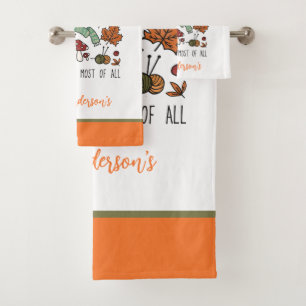 Personalisierte Ich liebe den Herbst Herbstlaub Kü Badhandtuch Set