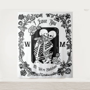Personalisierte Ich liebe dich bis in den Tod Skel Wandteppich