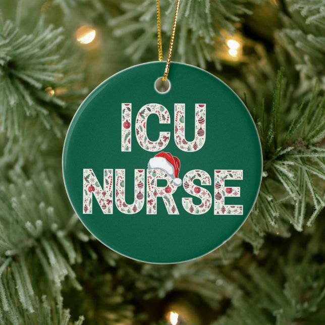 Personalisierte ICU Nurse Gemustert Trendy Keramik Ornament (Baum)