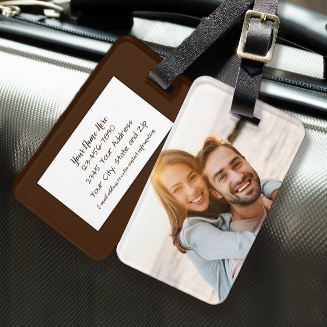 Personalisierte  Identifikation des benutzerdefini Gepäckanhänger (Custom Photo Personalized Identification Brown Luggage Tag)