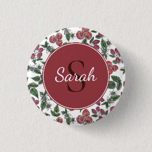 Personalisierte Illustration alter Himbeerblätter Button