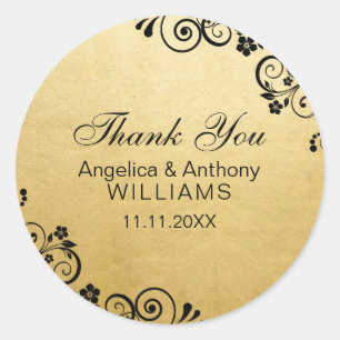 Personalisierte Imitat-Goldfolien-Hochzeit danken Runder Aufkleber