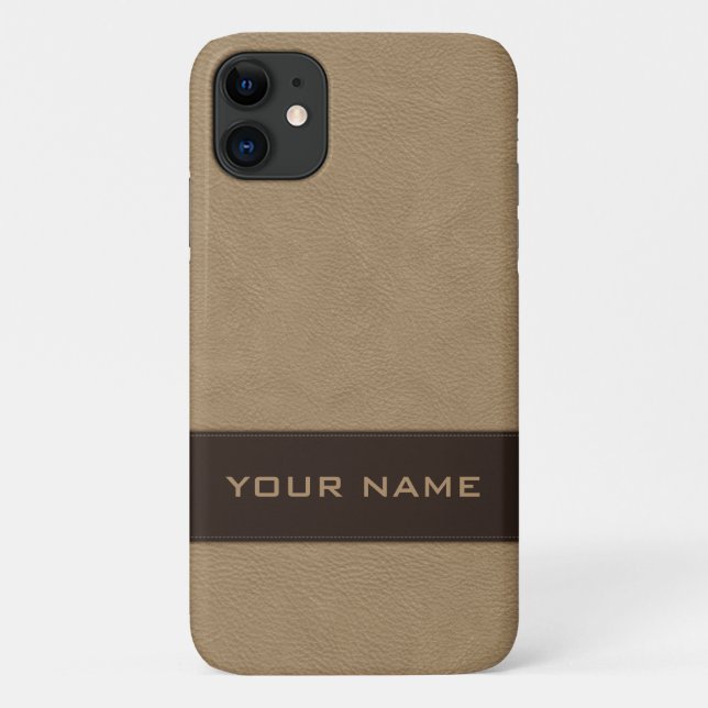 Personalisierte Imitate Beige Leather Case-Mate iPhone Hülle (Rückseite)