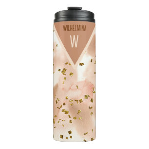 Personalisierte Imitate Gold Brown & Pink Thermosbecher