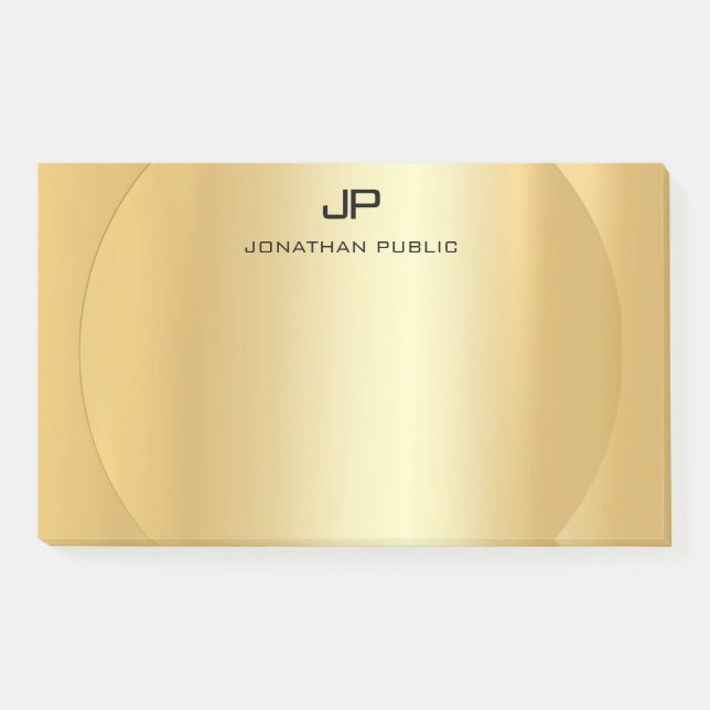 Personalisierte Imitate Gold Elegante Moderne Mono Post-it Klebezettel (Vorderseite)