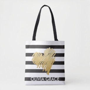 Personalisierte Imitate Gold Heart Black Striping