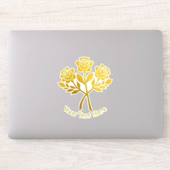 Personalisierte Imitate Gold Rose Blume Aufkleber (Computer)