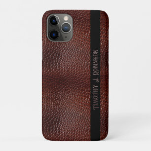 Personalisierte Imitate Leather Brown bestickt Case-Mate iPhone Hülle
